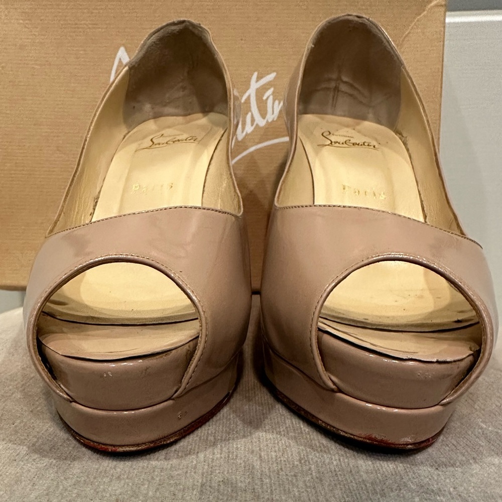 Christian Louboutin Nude Peep Toe Heels - Picture 2 of 10